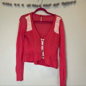 Free people shirt women’s small crochet top cardigan